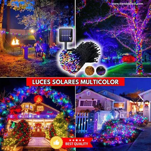 LUCES SOLAR NAVIDEÑAS MULTICOLOR(20 METROS) + OBSEQUIO MANDIL NAVIDEÑO